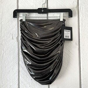 NORMA KAMALI Bill Shirred High-Waist Bikini Bottoms